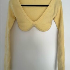 For Love And Lemons Soft Yellow Ribbed Sweater